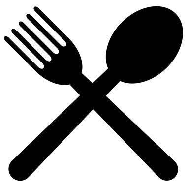 Çatal ve kaşık ikon vektörü moda tarzında. Restoran simgeleri