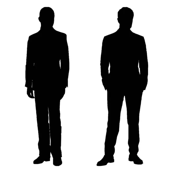 两个站着的男人的矢量轮廓 白色背景隔离 — 图库矢量图片