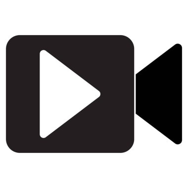 Video kamera ikon vektörü. Film simgesi, video işareti