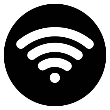Wi fi simgesi siyah dairede. Çember içinde eş simgesi. Kablosuz İşaret