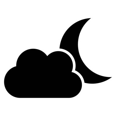 Sisli gece hava ikonu taşıyıcısı. Bulut ve ay ikonu. Gece simgesi