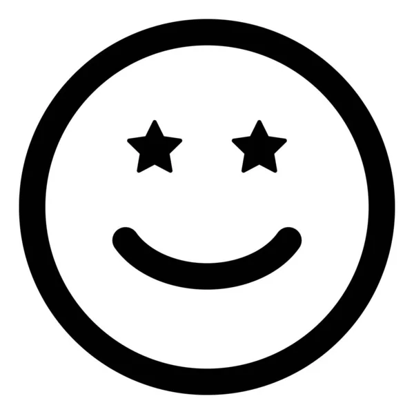 Ícone Feliz Com Estrelas Emoticon Super Estrela Com Olhos Estrelados — Vetor de Stock
