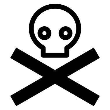 kafatası ve çapraz kemik ikonu vektörü. uygulamalar ve web siteleri için ölüm kafatası, tehlike ya da zehir ikonu. zehirli işaret