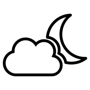 Sisli gece hava ikonu taşıyıcısı. Bulut ve ay ikonu. Gece ikonu. Hava durumu işareti