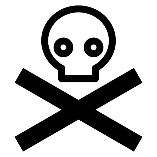 Cráneo Huesos Cruzados Vector Icono Cráneo Muerte Peligro Icono Veneno — Archivo Imágenes Vectoriales
