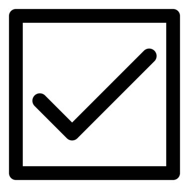 Kare vektör illüstrasyonunda işaret simgesini işaretle. Evet işaret. Onaylanmış simge. sembol onayla