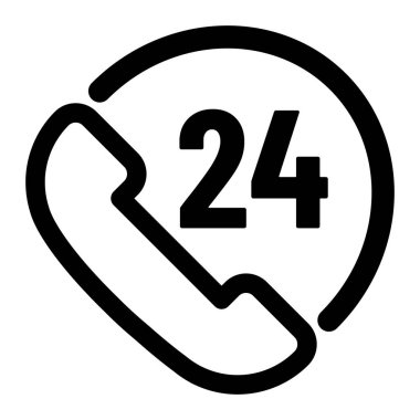 24 saat hizmet simgesi. 24 saat destek ikonu vektör illüstrasyonu