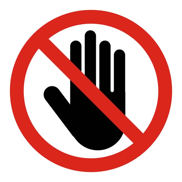 手のアイコンを止めて 手の署名は エントリを禁止タッチしないでください 道路標識を止めなさい 禁止警告アイコン — ストックベクタ