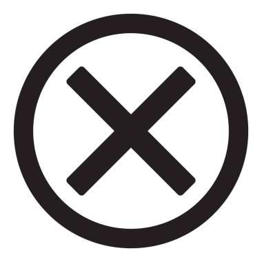 Simgeyi kapat. Çapraz. Simgeyi sil. Simgeyi iptal et. Yanlış işaret. vektör illüstrasyonu