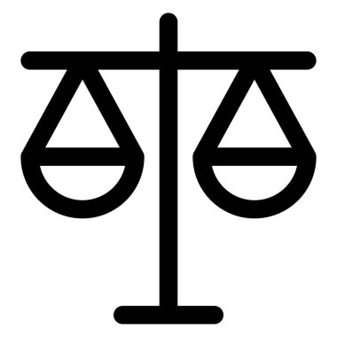 Adalet dengesi ikonu. Hukuk ölçekli simge Vektör illüstrasyonu. Terazi burcu