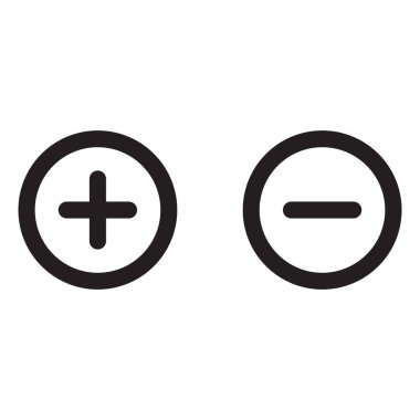 Web sitesi ve mobil uygulama için trend biçiminde artı ve eksi simge vektörü