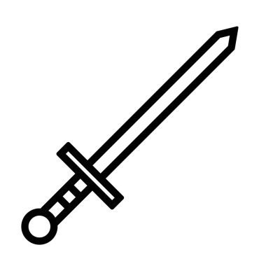 Kılıç simgesi vektörü. Askeri ya da aile sembolü. Koruma ve güvenlik işareti