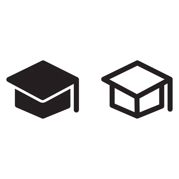 学術卒業キャップのアイコンのベクトル図白の背景に隔離された2つのスタイル — ストックベクタ