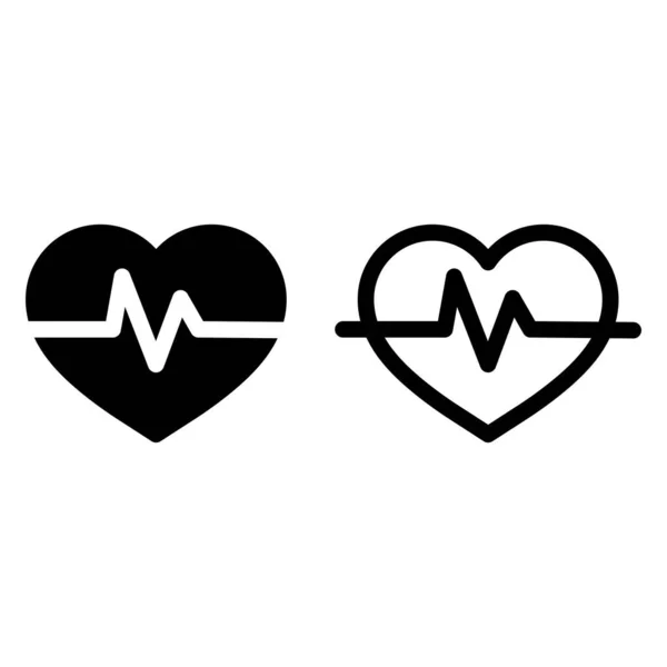 Heartbeat Icon Set Vector Two Styles Heart Pulse Icon — Stock Vector