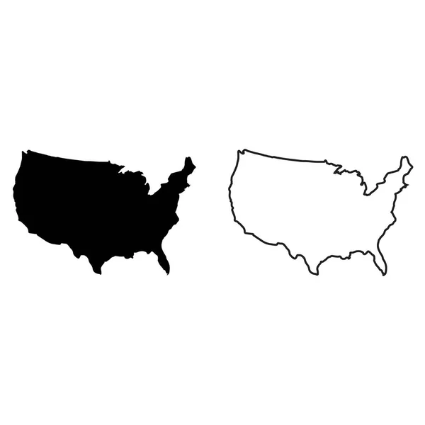 Eua Mapa Ícone Conjunto Vetor Dois Estilos Estados Unidos Mapa — Vetor de Stock
