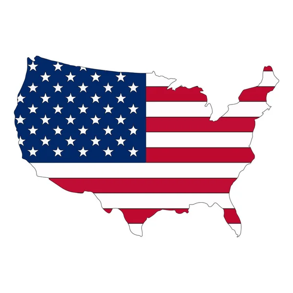 플래그 미국의 국기가 지도는 배경에 고립되어 있었다 일러스트 — 스톡 벡터