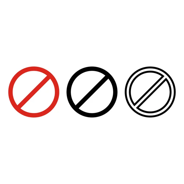 スラッシュサークルアイコンセットアイコンベクトル 禁止赤 黒の色とアウトラインのサインサークル — ストックベクタ