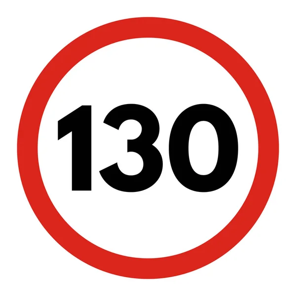 Límite Velocidad 130 Señal Icono Tráfico Rodado 130 Limitación Velocidad — Vector de stock