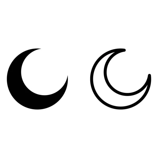 Crescent Moon Icon Set Vector Isolated White Background — Stock Vector