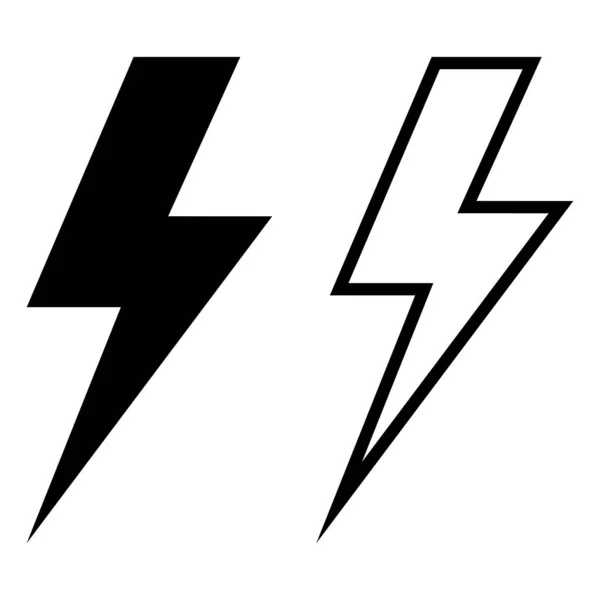 Blixtnedslag Elektrisk Ikon Två Stilar Energi Och Åska Symbol Vektor — Stock vektor