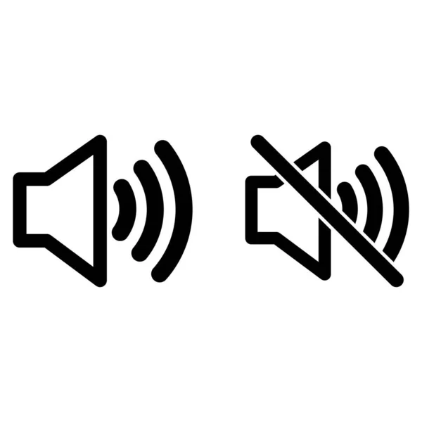 Sound Icons Vektor Linienstil Lautstärke Und Stummes Symbol — Stockvektor
