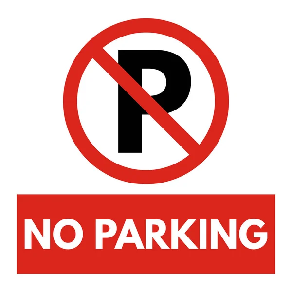 Brak Oznakowania Wektora Parkowania Prostokąta Białe Czerwonym Tle Znaki Symbole — Wektor stockowy