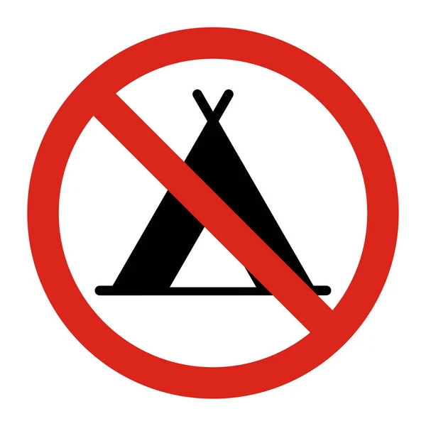 Camping Sign Tents Allowed Symbol Red Prohibition Icon Vector — Stock Vector