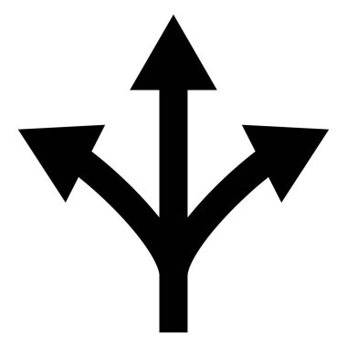 Beyaz arkaplanda izole edilmiş üç yönlü ok simgesi vektörü