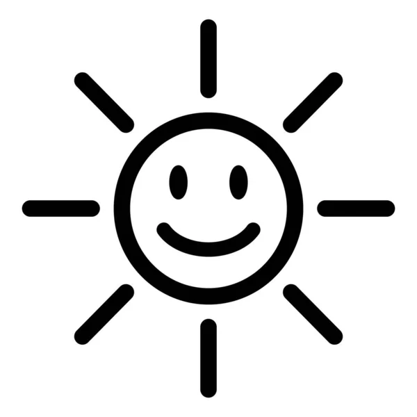 Улыбающийся Вектор Иконки Солнечной Линии Икона Улыбки Солнца — стоковый вектор