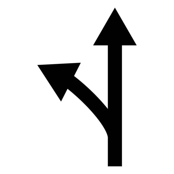 Dois Caminho Cruzamento Ícone Seta Esquerda Crossroad Esquerda Sinal Vetor — Vetor de Stock