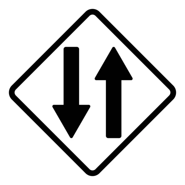 双向道路交通标志矢量 正方形的两个箭头符号 — 图库矢量图片