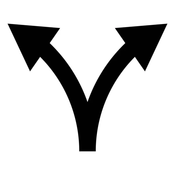 白い背景に2本の矢印アイコンのシンボルベクトル 二つの道のアイコン 矢印記号の分岐 — ストックベクタ