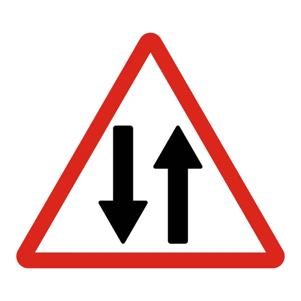 Znak Drogowy Trójkąta Ostrzegawczego Dwa Sposoby Dwukierunkowy Wektor Znaków Drogowych — Wektor stockowy