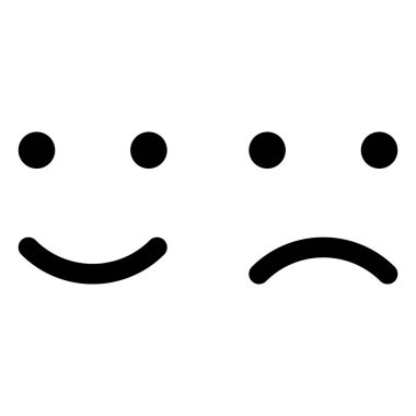 Yüz simgesi belirleme vektörü. Beyaz arkaplanda izole edilmiş mutlu ve üzgün simgeler