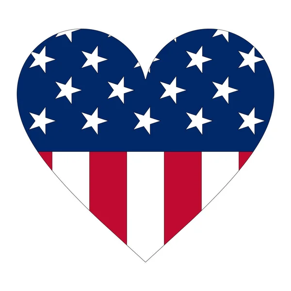 Αμερικανική Σημαία Στην Καρδιά Διάνυσμα Σύμβολο Απεικόνισης Απομονώνονται Λευκό Φόντο — Διανυσματικό Αρχείο