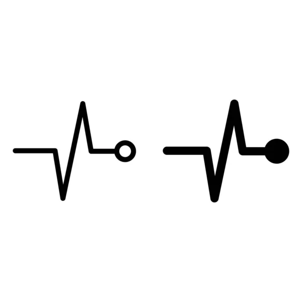 Kalp Atışı Ikonu Iki Şekilde Ayarlandı Kardiyogram Ikonu Nabız Simgesi — Stok Vektör