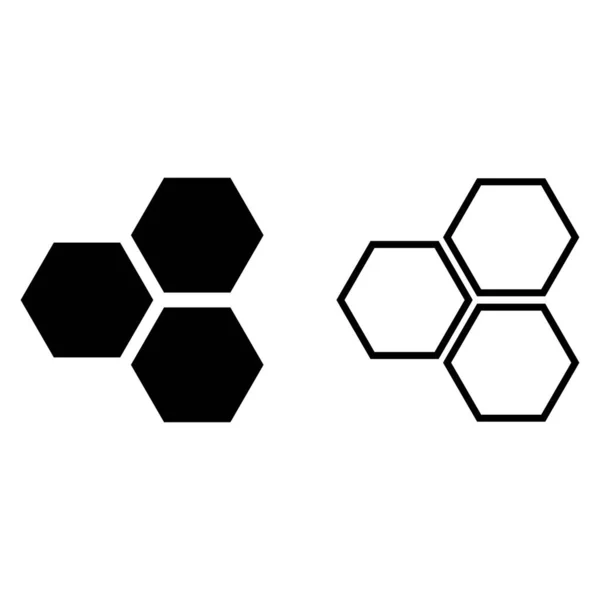Icône Nid Abeille Dans Deux Styles Isolés Sur Fond Blanc — Image vectorielle