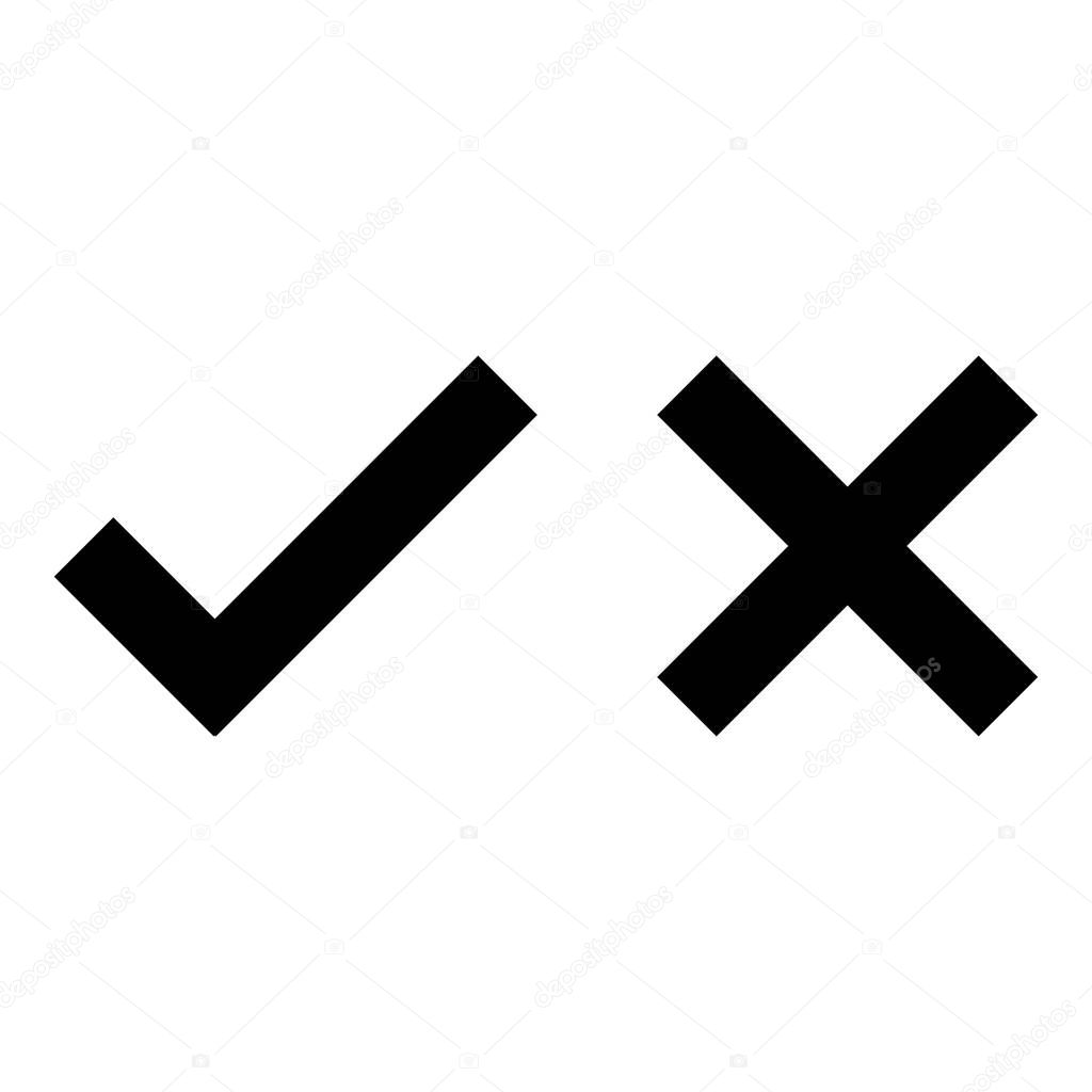 Black Checkmark cross icons .Tick and Cross checkmark icons vector for website design, app, UI