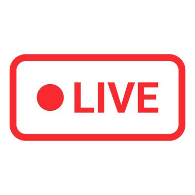 Kırmızı canlı düğme simgesi. Canlı sembol. Sosyal medya konsepti. Vektör illüstrasyonu