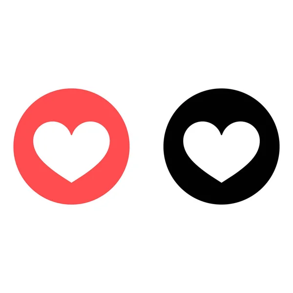 ソーシャルメディアやアプリのために黒と赤の愛ボタンアイコンセットベクトル 愛のシンボル — ストックベクタ