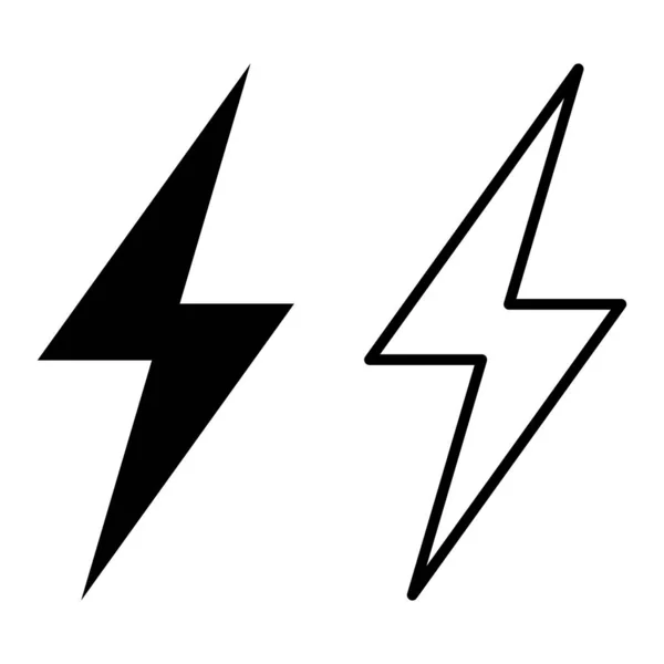 Lightning Bolt Icono Conjunto Vectores Dos Estilos Icono Energía Eléctrica — Vector de stock