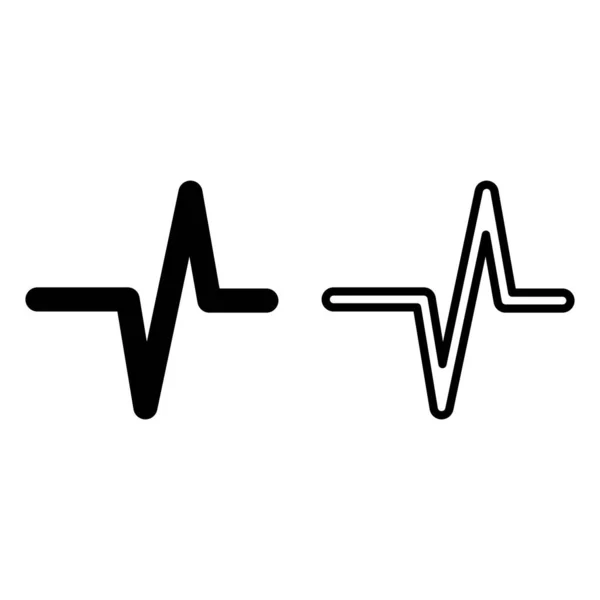 Pulse Icon Set Vector Two Styles Heart Beat Monitor Pulse — Stock Vector