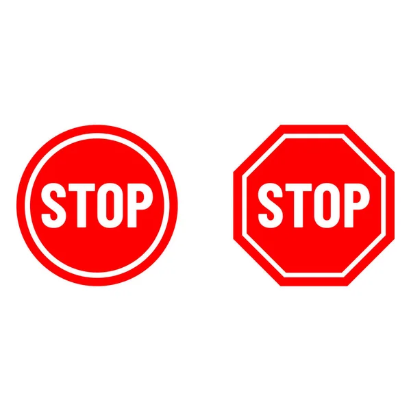 Červená Stopka Osmiúhelníku Kruhu Dopravní Varování Zákaz Vektoru Ikon — Stockový vektor