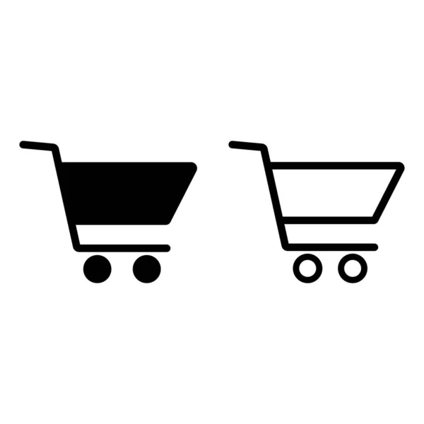 购物车图标设置为两种风格的商店 网上商店 电子商务 矢量说明 — 图库矢量图片
