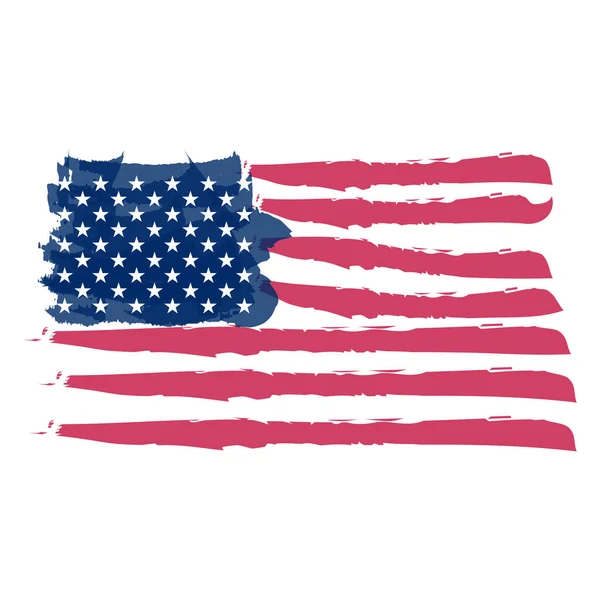 Akvarell Amerikansk Flagga Isolerad Vit Bakgrund Vektorillustration — Stock vektor