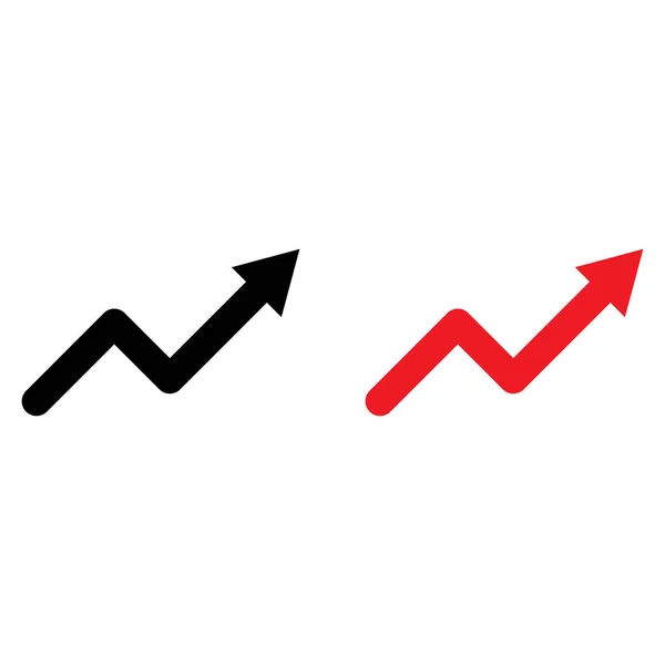 趋势向上箭头图标设置为黑色和红色 升级箭头图标集 趋势图标向量 — 图库矢量图片