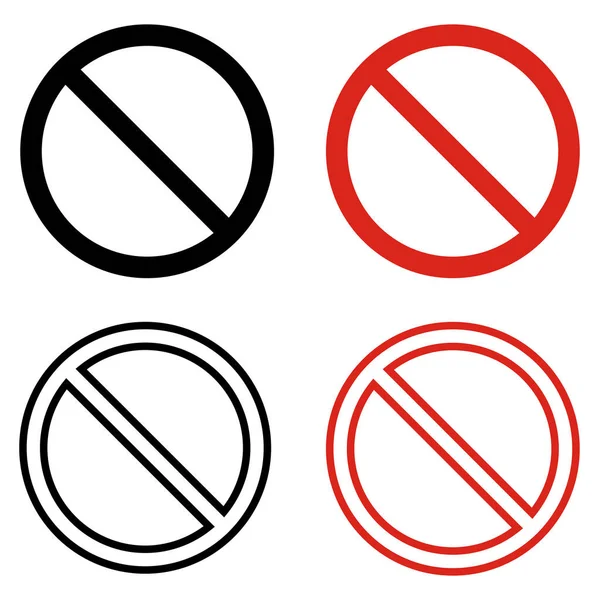 Реставрационный Набор Значков Красный Черный Дизайн Значка Ограничения Символ Запрета — стоковый вектор
