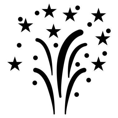 Havai fişekler, patlama, sprey, selam, beyaz arkaplanda siyah renkli kıvılcım simgesi