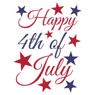 Amerika 'da 4 Temmuz tatilin kutlu olsun. Amerikan Bağımsızlık Günü tebrik kartı, bayrak, poster. Vektör illüstrasyonu