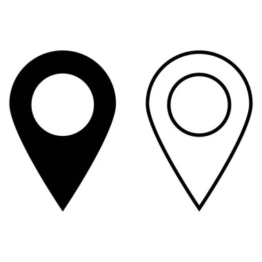 Harita iğne simgesi seti. Konum simgesi vektörü. Hedef simgesi. Harita işaretleyici simgesi